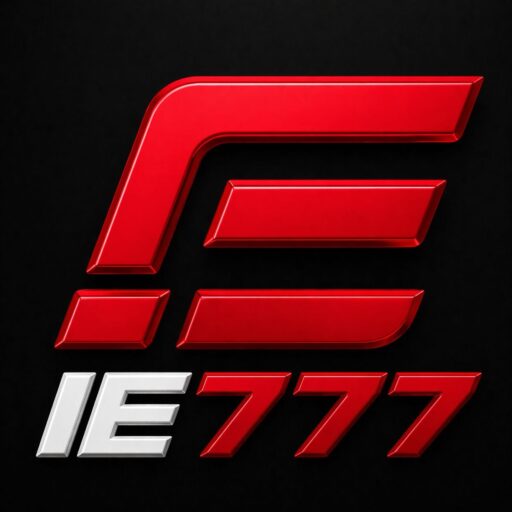 IE777 Game logo featuring a modern red and white premium gaming app design on a dark background